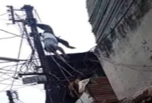 Photo of लाइनमैन बिजली के खम्भे से उल्टा चिपका,वीडियो देख दहल जाएगा दिल
