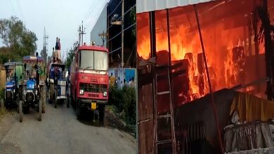 Photo of पीथमपुर औद्योगिक क्षेत्र सेक्टर 3 में स्थित गद्दा फैक्ट्री में लगी भीषण आग,दमकल की गाड़ियां आग बुझाने में लगी