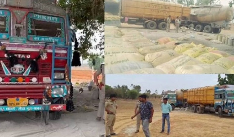 branded companies के नाम पर नकली सीमेंट का कारोबार, रीवा पुलिस ने 2000 बोरियों के साथ पांच ट्रक किया जब्त 