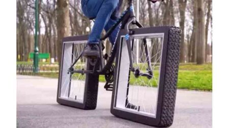 Square Wheel Bicycle Video Viral: चौकोर साइकिल के हैं पहिए, फिर भी सड़क पर दौड़ती है फरार्टेदार, वीडियो ने उड़ाए सबके होश 